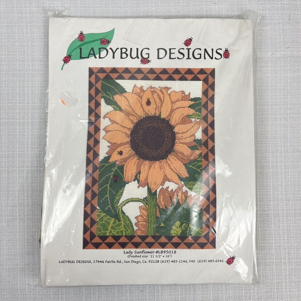 Ladybug Designs Counted Cross Stitch Craft Kit‎ Lady Sunflower 11.5 x 16
